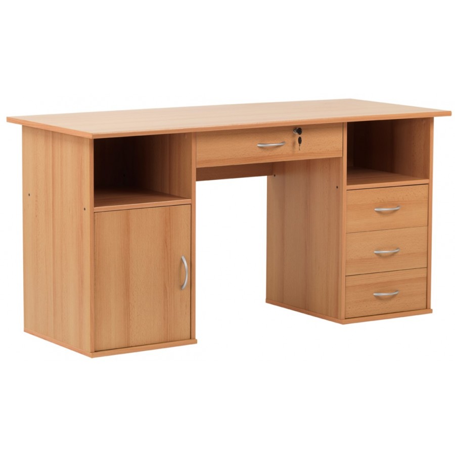 Dallas Beech Workstation with Storage